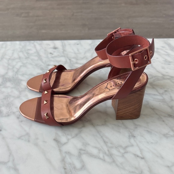🌼TED BAKER🌼 Biah Cognac Leather Heeled Sandals, Size 7 - Picture 7 of 12